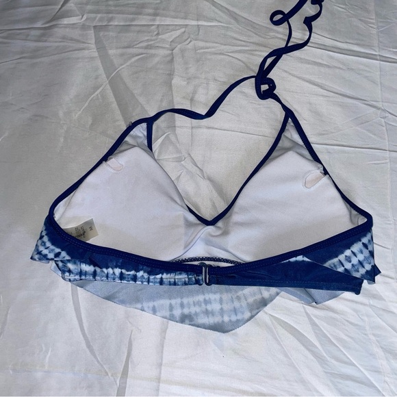 Bobbie Brooks Tie Dye Stripe Flounce Front Halter Tie Swim Top Women’s Medium - Picture 5 of 10